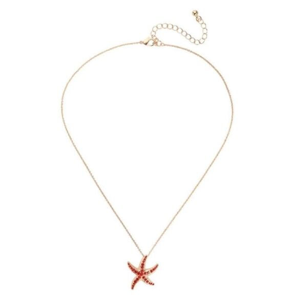 Crystal Starfish Gold Delicate Pendant Necklace - Picture 5 of 7